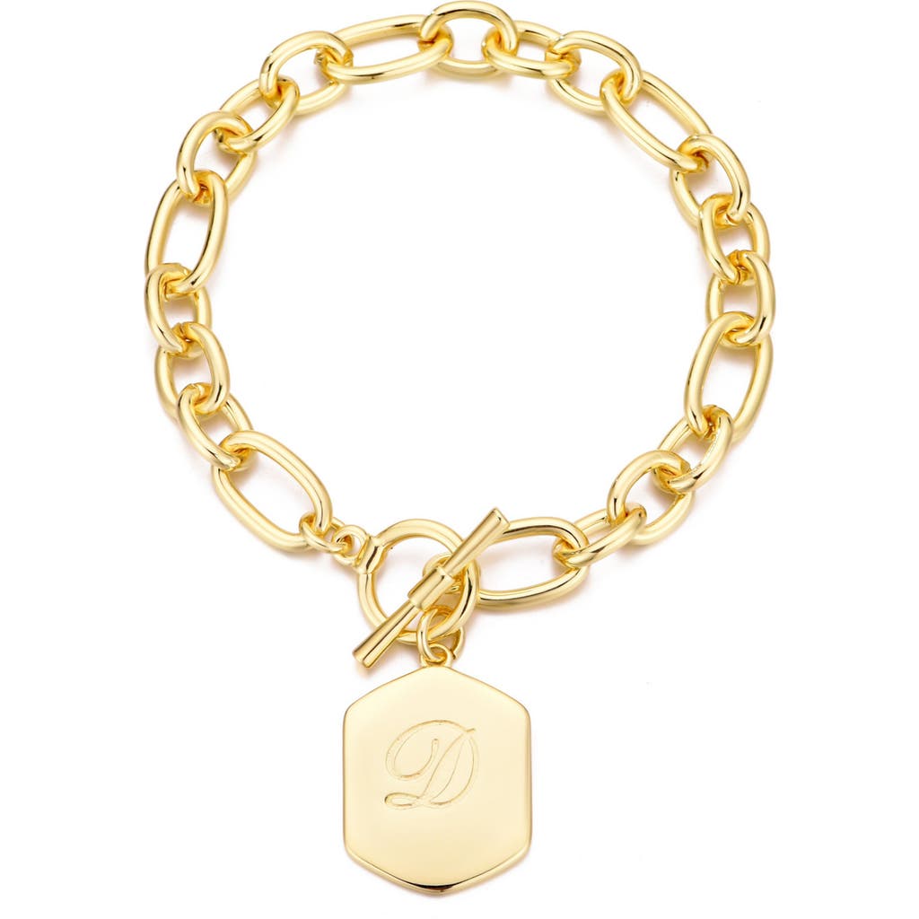 Adornia Monogram Initial Charm Chain Bracelet In Gold