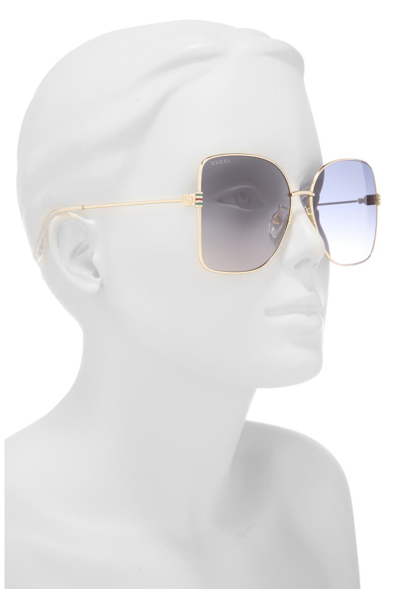 62mm Oversize Gradient Square Sunglasses, Alternate, color, GOLD GOLD GREY