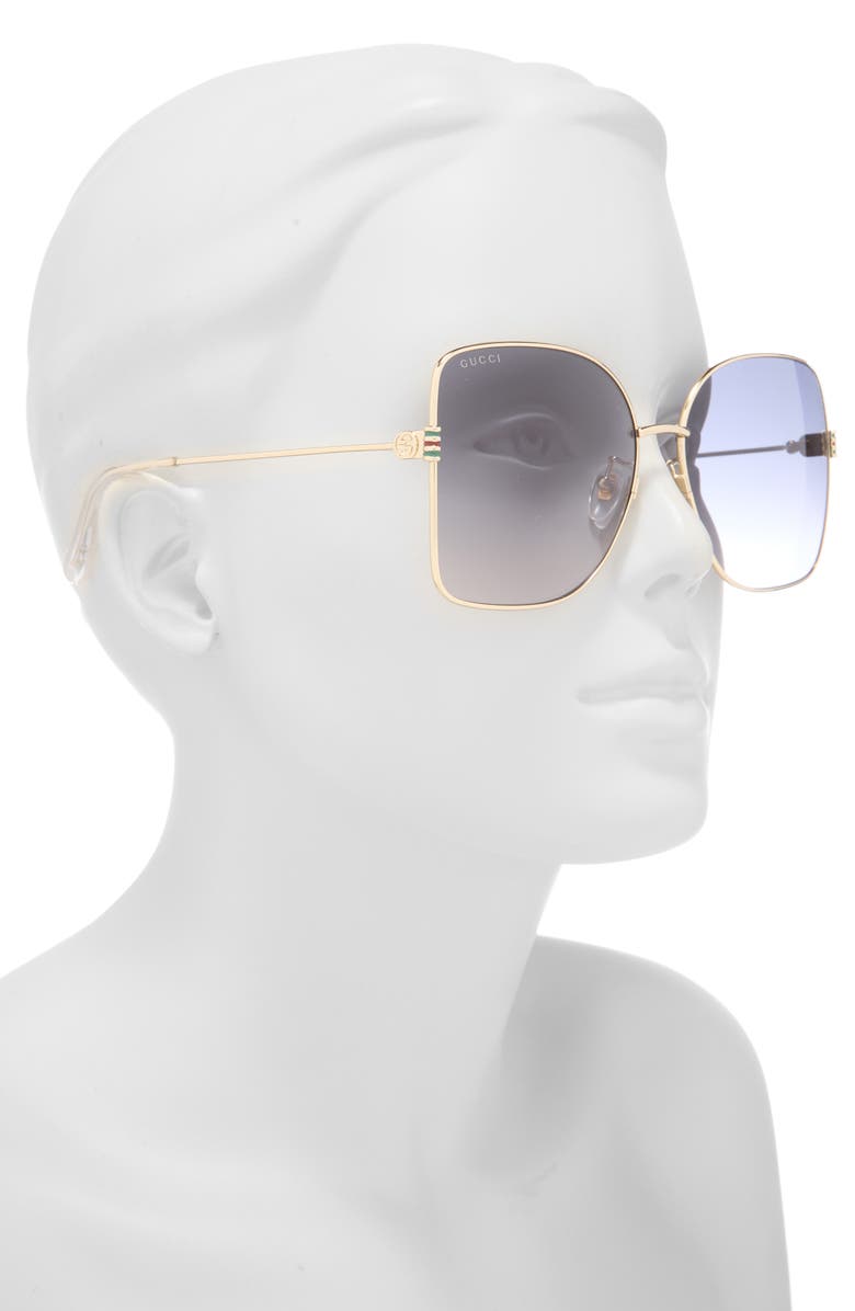 Gucci 62mm Oversize Gradient Square Sunglasses, Alternate, color, 