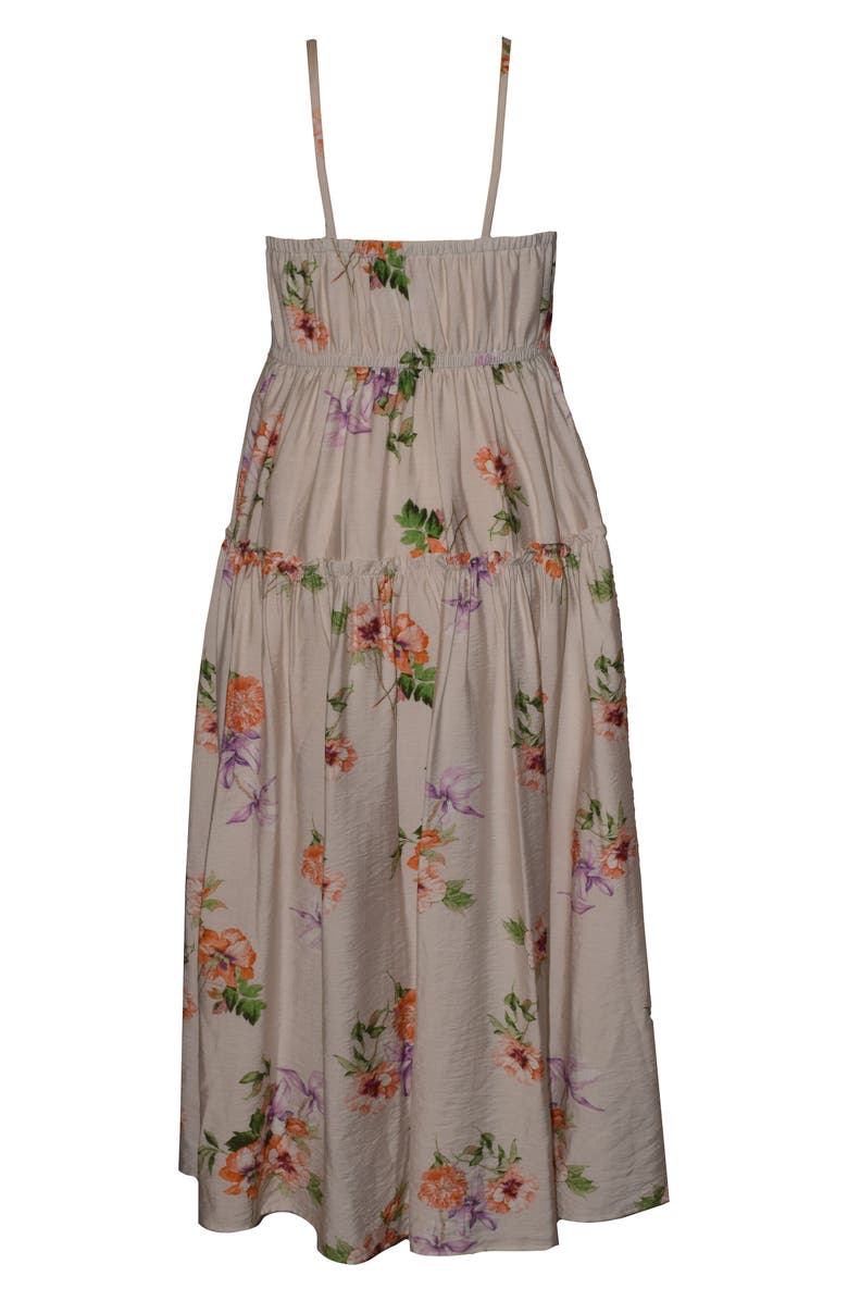 Iris & Ivy Kids' Floral Ruffle Tiered Midi Dress, Alternate, color, Ivory