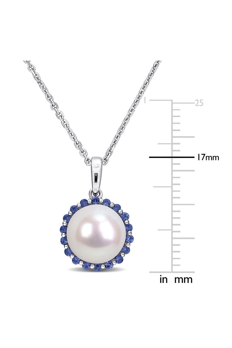 Sapphire & Cultured Pearl Pendant Necklace, Alternate, color, BLUE