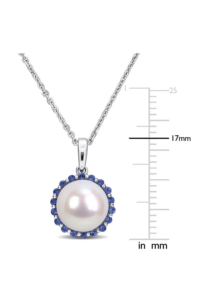 DELMAR Sapphire & Cultured Pearl Pendant Necklace, Alternate, color, Blue