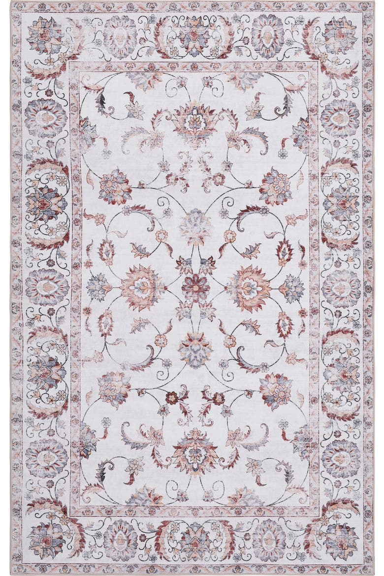 092 Area Code JONATHAN Y Arabella Vintage Floral Border Non-Slip Machine-Washable ...