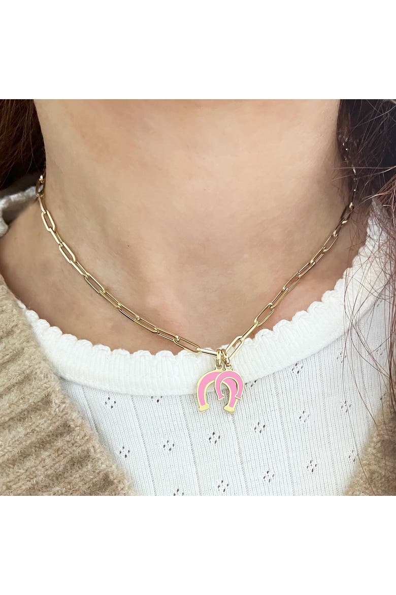 Bubblegum Pink Horseshoe Charm, Alternate, color, Bubblegum Pink