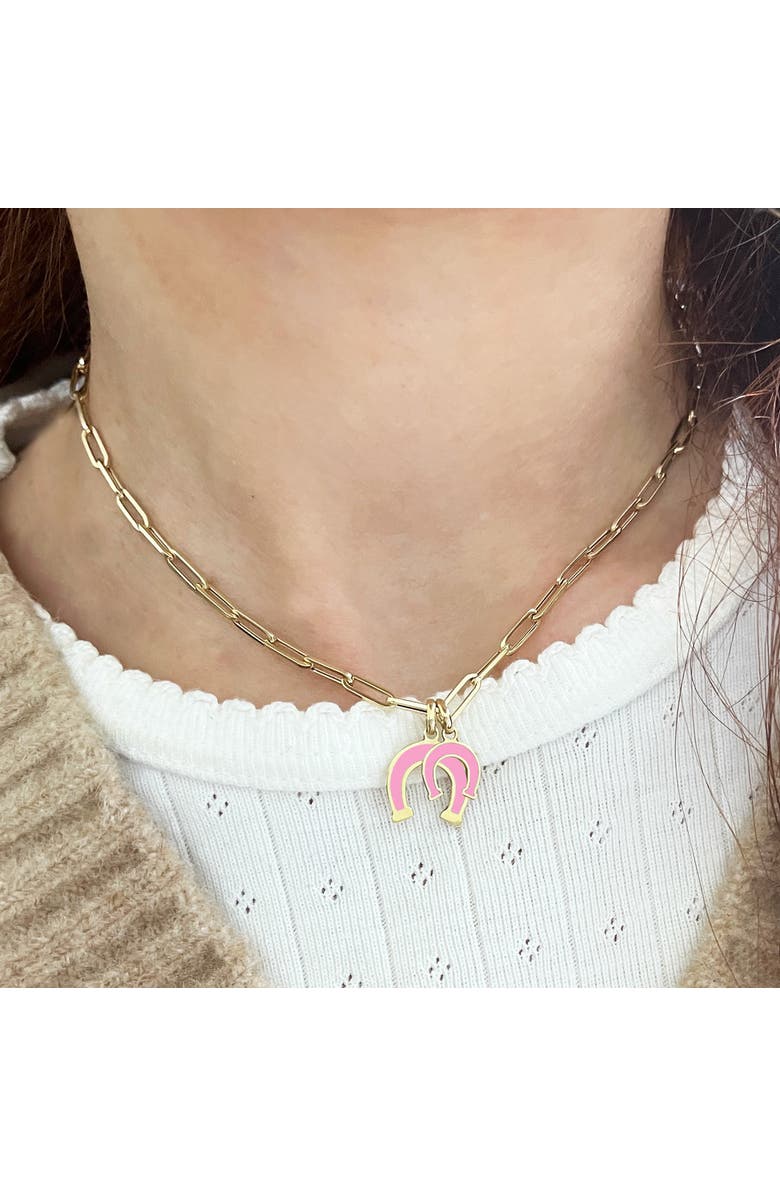The Lovery Fine Jewelry Bubblegum Pink Horseshoe Charm, Alternate, color, Bubblegum Pink