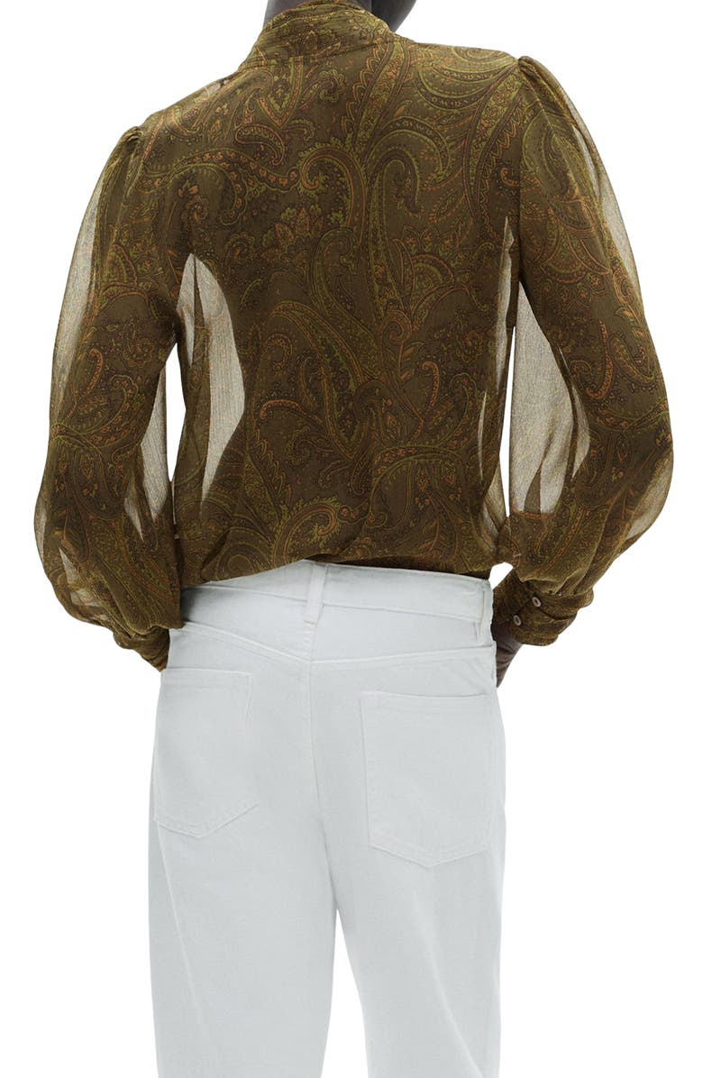 MANGO Print Tie Neck Shirt, Alternate, color, 