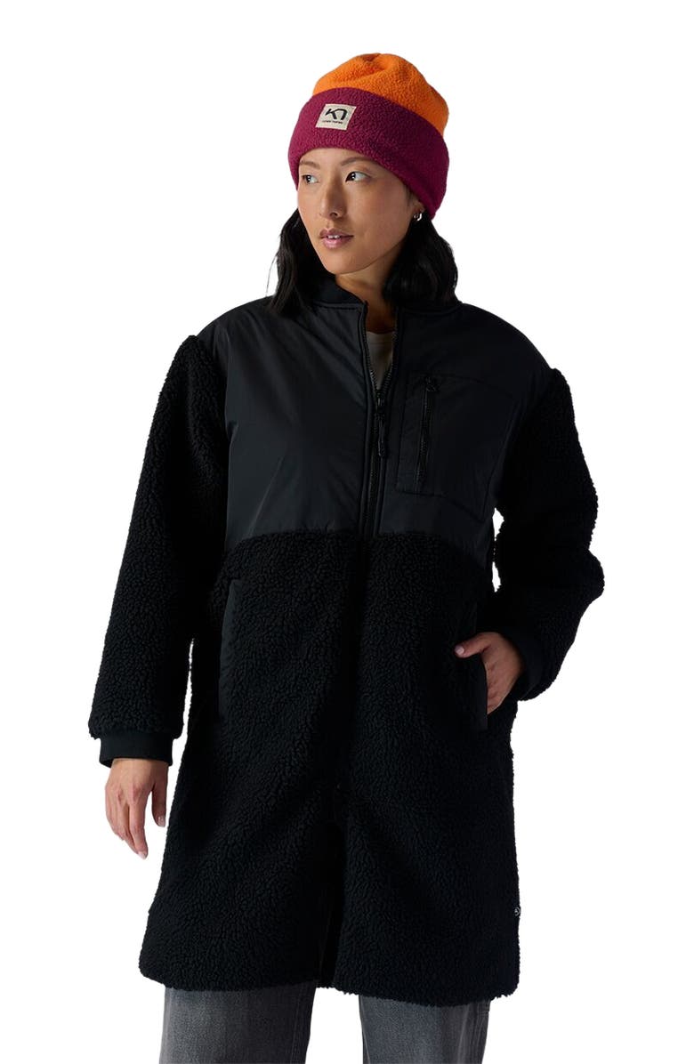 Backcountry Mixed Fabric Fleece Long Coat - Women's, Main, color, Black