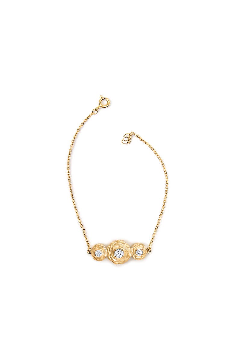 Haus of Brilliance 14K Yellow Gold Plated Sterling Silver 1/2 Cttw Lab Grown Diamond Rose Motif Link Bracelet, Alternate, color, Yellow Gold Over Silver