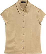 Theory Cap Sleeve Satin Shirt