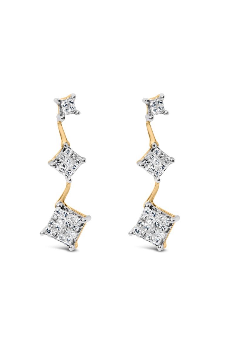 14K Yellow Gold 1 Ct Princess Diamond Earrings, Main, color, Yellow