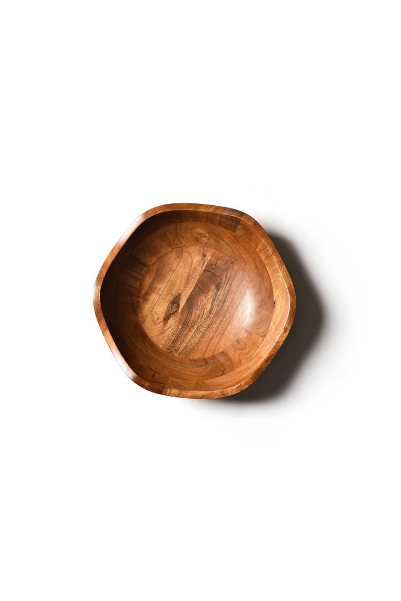 Fundamental Wood 13in Ruffle Bowl, Alternate, color, Brown