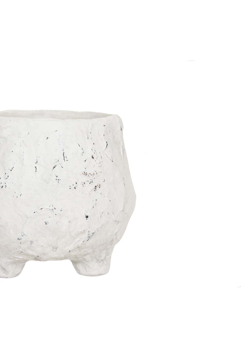 Distressed Footed Planter White Stoneware, Alternate, color, White