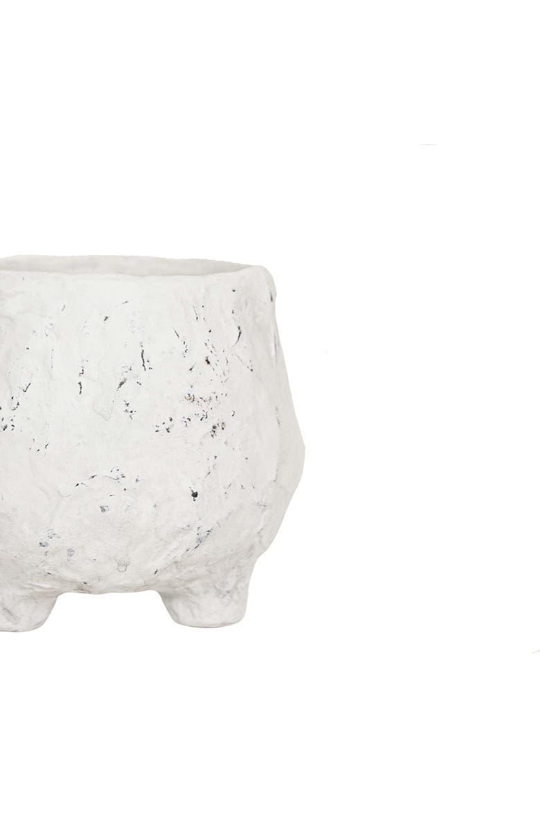 Foreside Home and Garden Distressed Footed Planter White Stoneware, Alternate, color, White