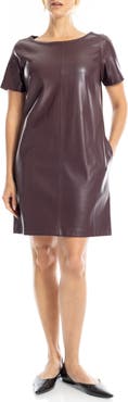 MAX STUDIO Short Sleeve Faux Leather Dress