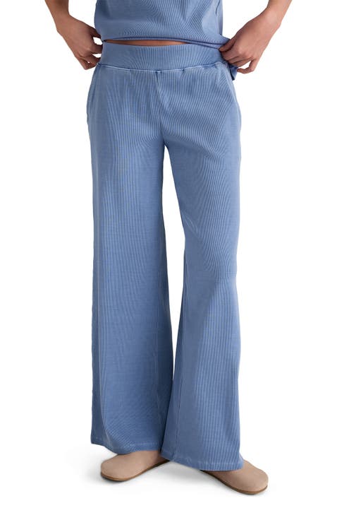 Organic Cotton Rib Knit Wide Leg Pants