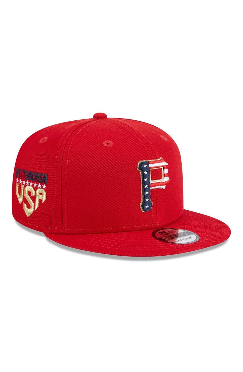 New Era Men's New Era Red Pittsburgh Pirates 2023 Fourth of July 9FIFTY Snapback Adjustable Hat, Main, color,