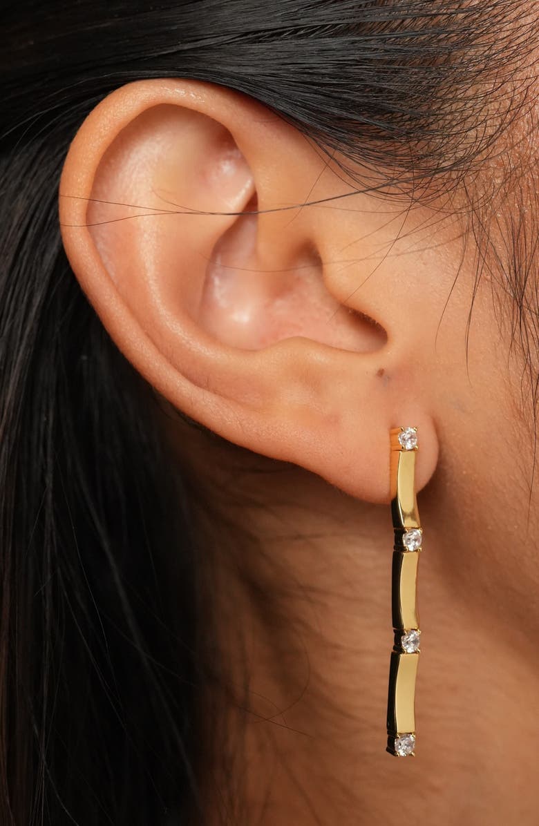 ARGENTO VIVO Linear Cubic Zirconia Earrings, Alternate, color, Gold