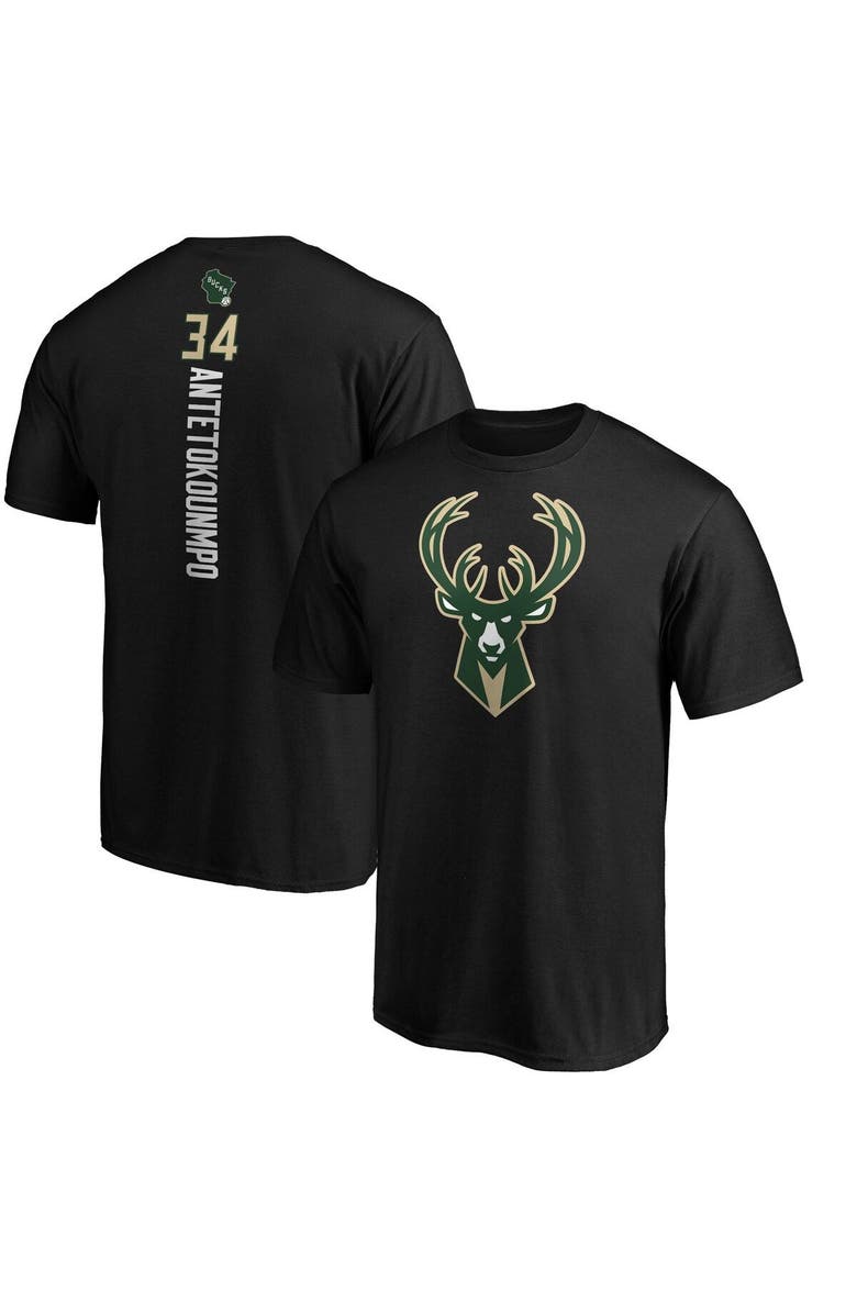 FANATICS Men's Fanatics Branded Giannis Antetokounmpo Black Milwaukee Bucks Team Playmaker Name & Number T-Shirt, Main, color, Black