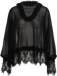 Gizia Lace Detail Long Sleeve Chiffon Blouse