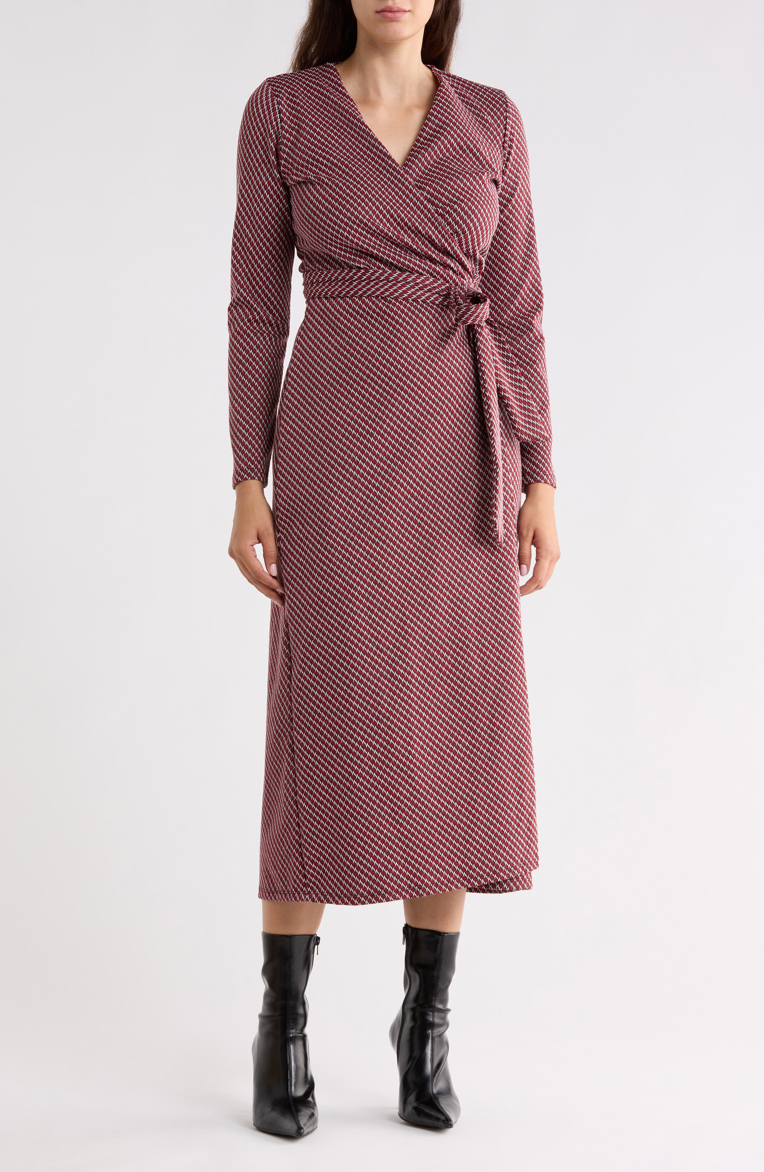 Long Sleeve Knit Wrap Dress