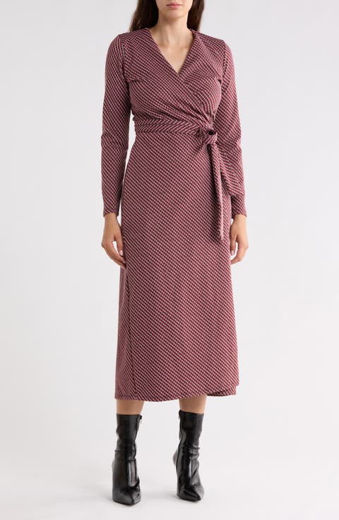 Long Sleeve Knit Wrap Dress