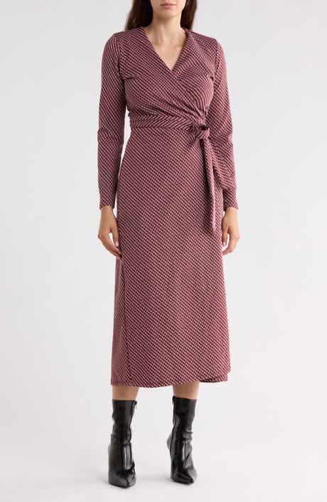 Long Sleeve Knit Wrap Dress