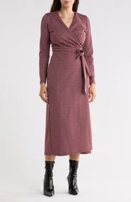 Renee C Long Sleeve Knit Wrap Dress