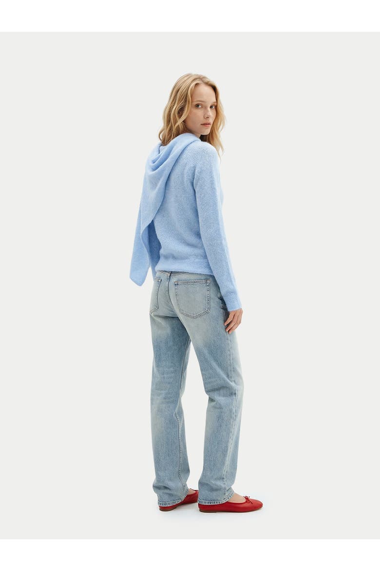 Cashmere Sweater with Draped Scarf, Alternate, color, light-blue