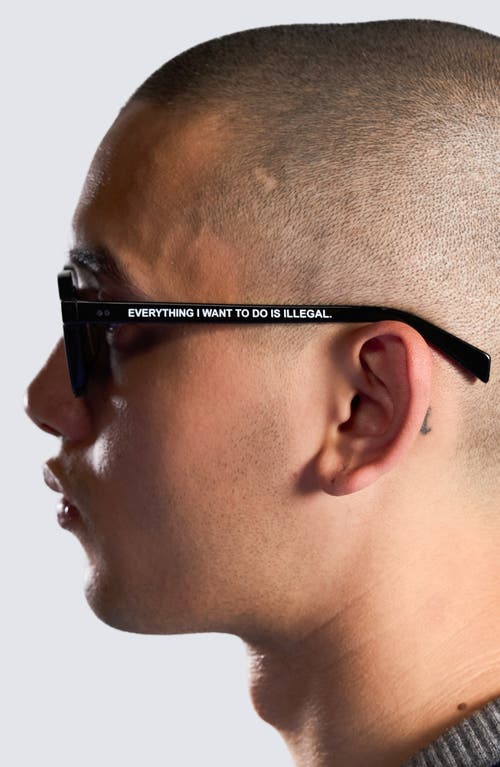 Pleasures X Akila Era 46mm Small Rectangular Sunglasses In Black