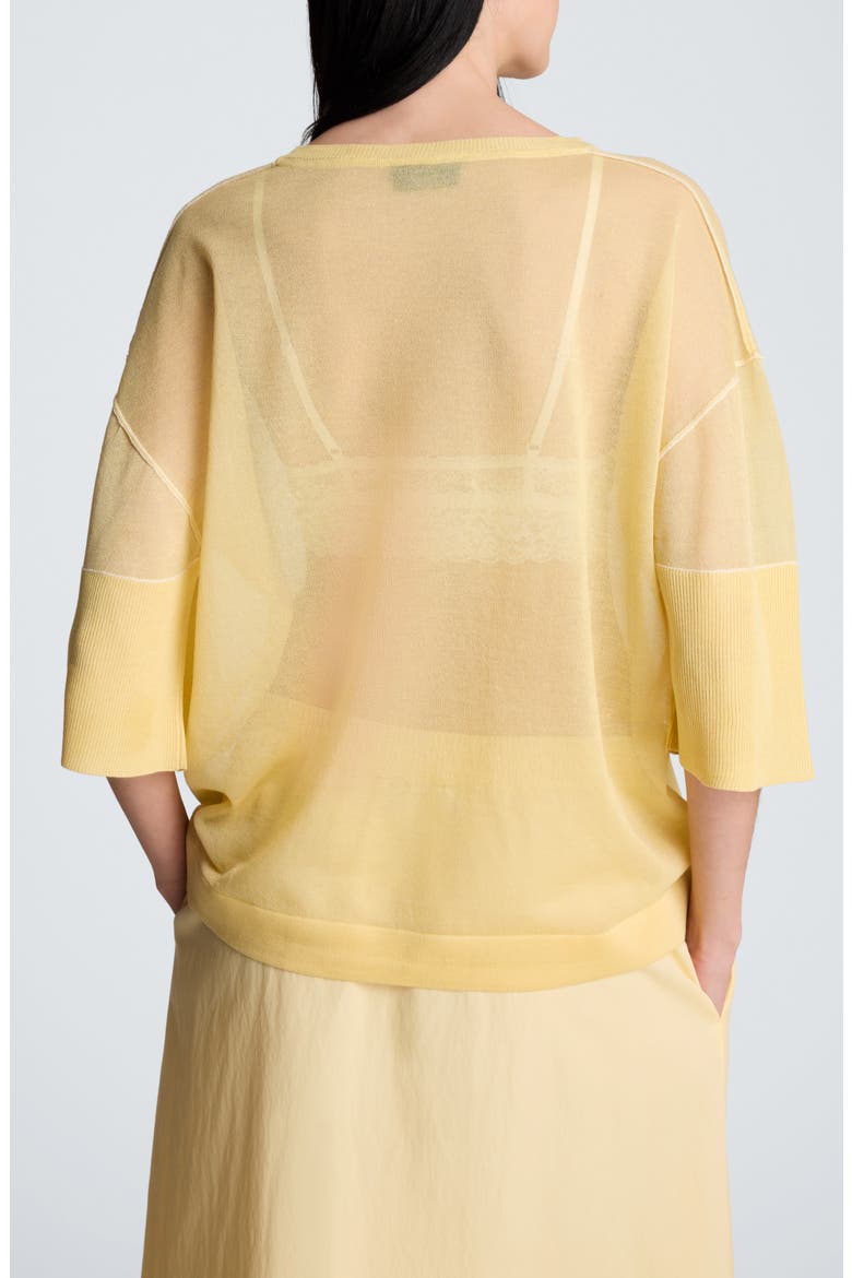 Semisheer Crewneck Sweater, Alternate, color, PASTEL YELLOW