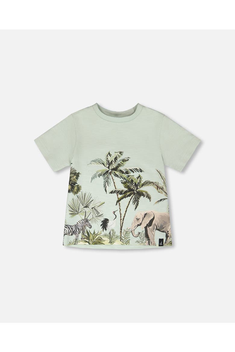 Organic Cotton Safari Print Short Sleeves T-Shirt, Main, color, Mint Green