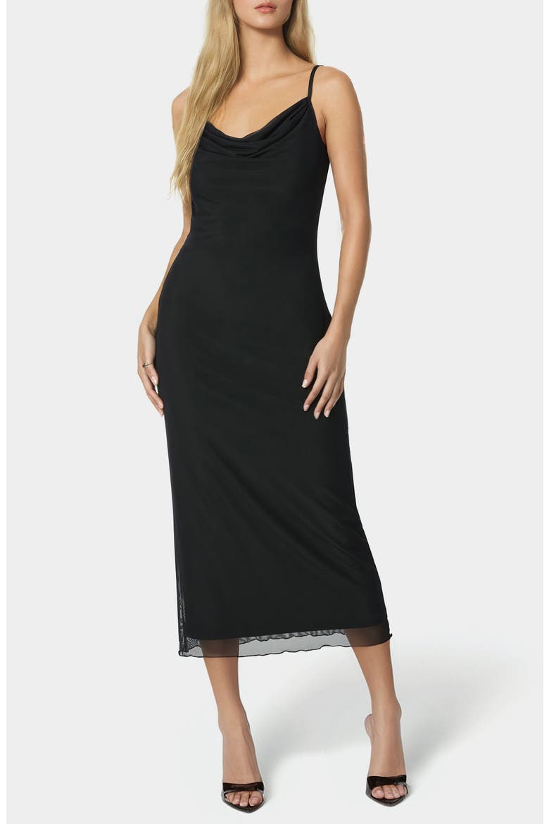 Powermesh Midi Dress, Main, color, BLACK