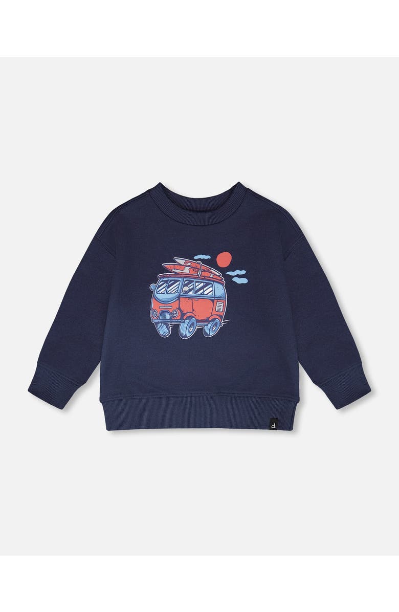 Deux par Deux Long Sleeve Graphic French Terry Sweatshirt, Main, color, Blue