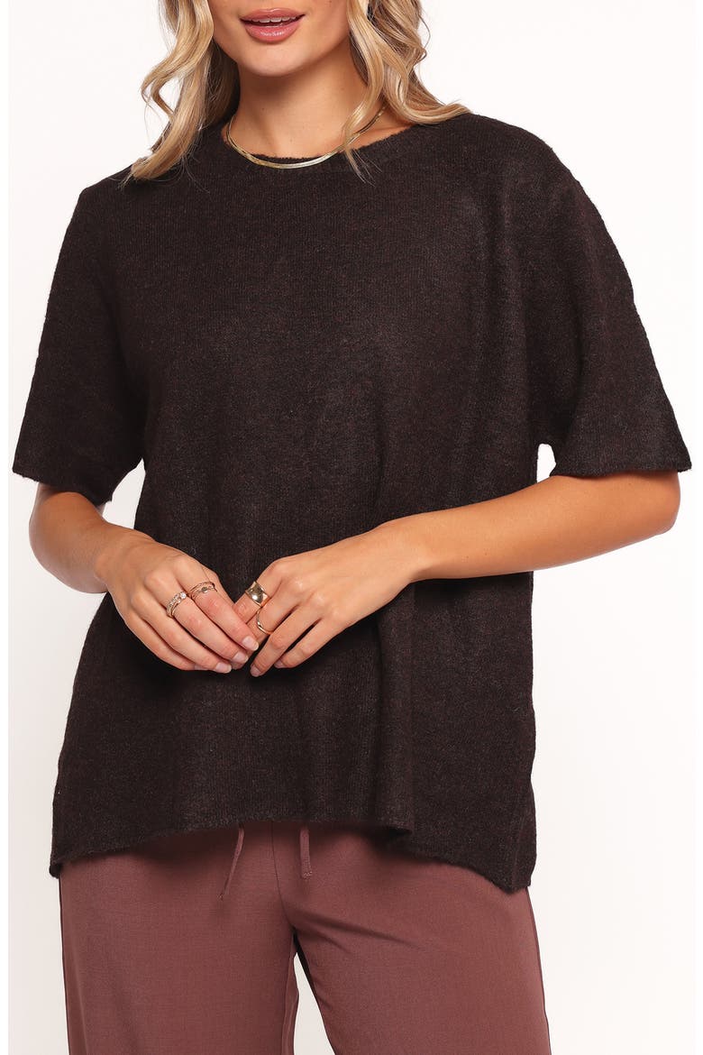 Morris Short Sleeve Oversize Sweater, Main, color, DARK CHOCOLATE