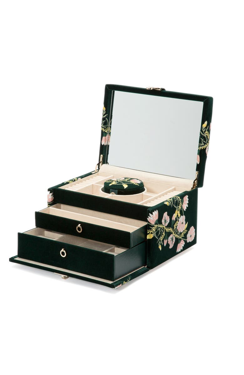 WOLF Zoe Medium Jewelry Box, Alternate, color, Forest Green