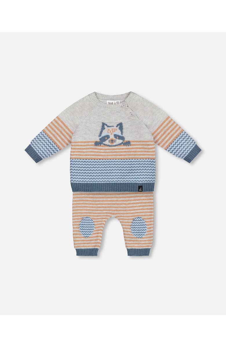 Deux par Deux Baby Boy's Jacquard Top And Knit Pant Set Stripe Hazel And Blue, Main, color, 