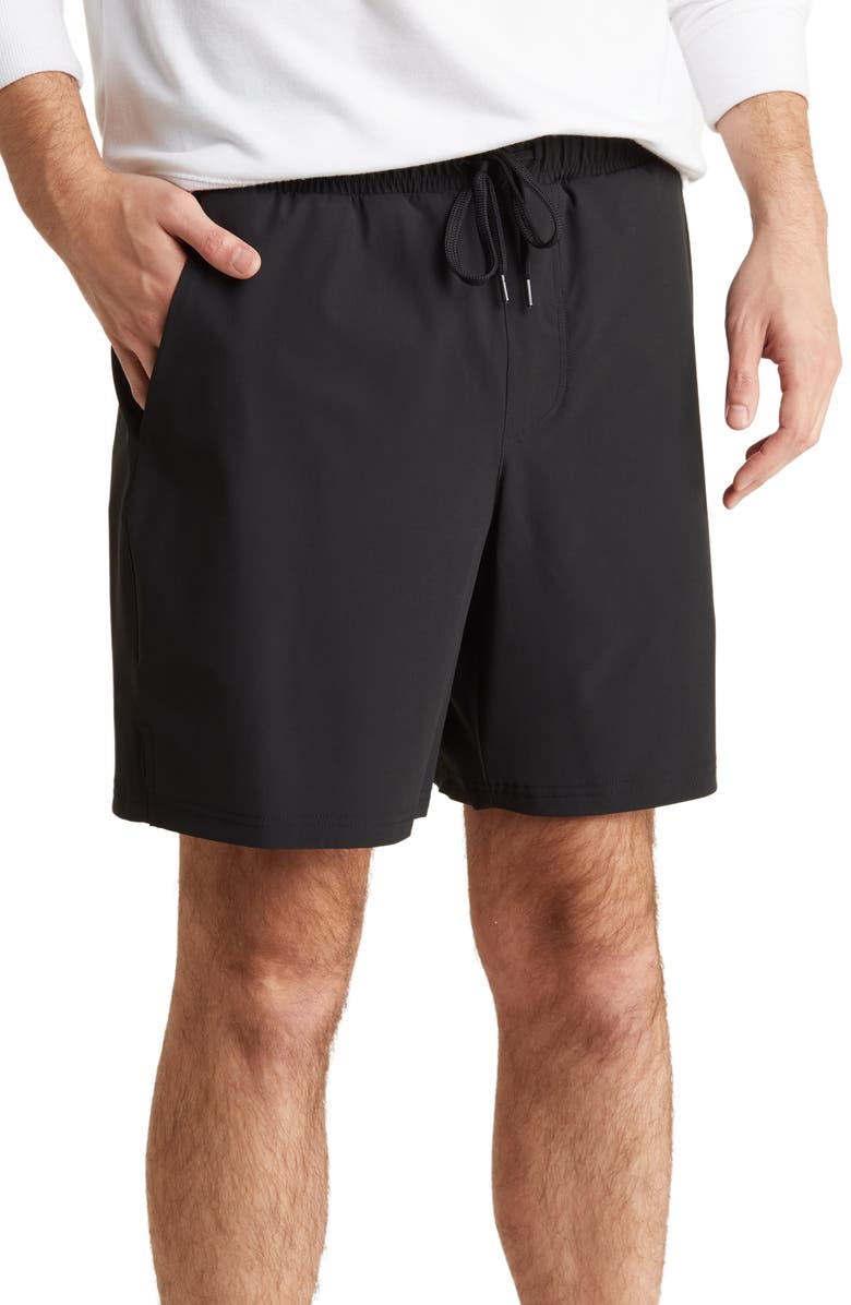 90 DEGREE BY REFLEX Tricot 7" Shorts, Main, color, Black