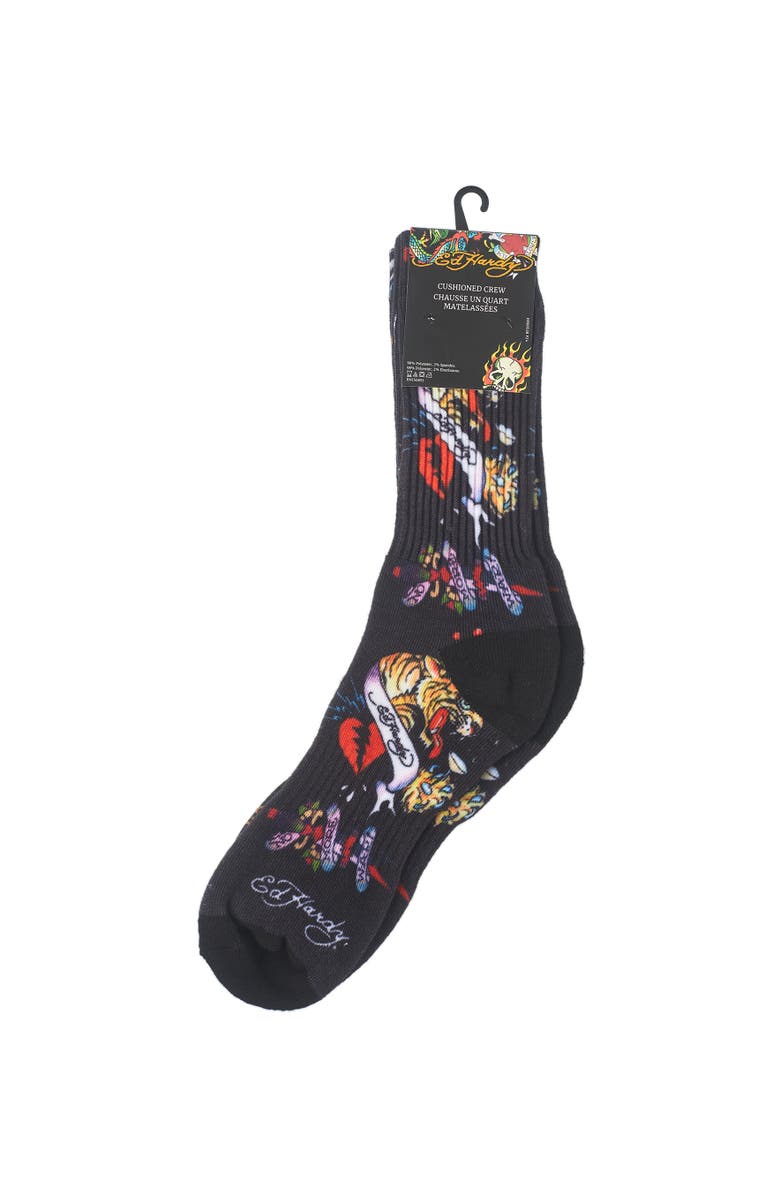 Ed Hardy 360 Print Full Cushion Crew Sock 2-Pack, Alternate, color, 