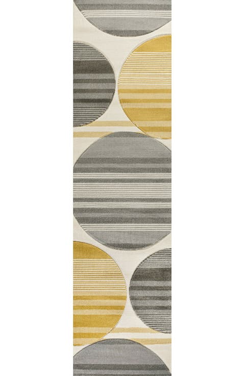Nicky Geometric Striped Circles Area Rug