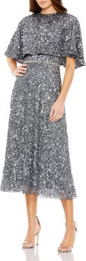 Mac Duggal Women's Embellished Cape High Neck Midi Dress
