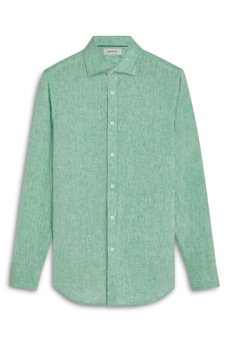 Bugatchi Axel Linen Button-Up Shirt, Alternate, color, Jade