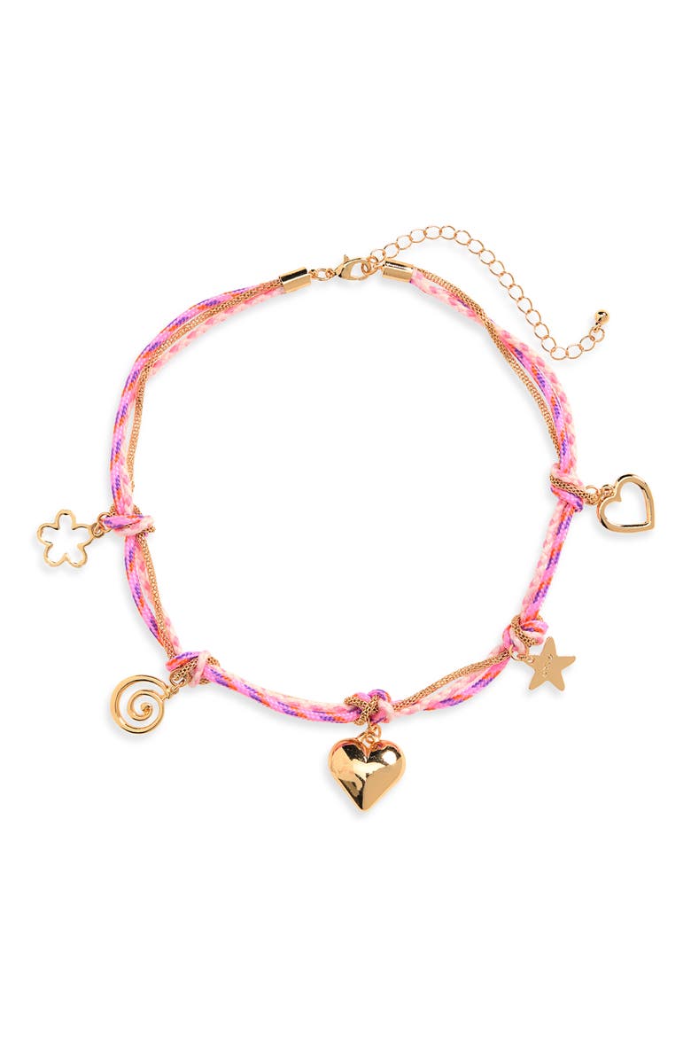 Braided Cord Charm Necklace, Main, color, MULTI