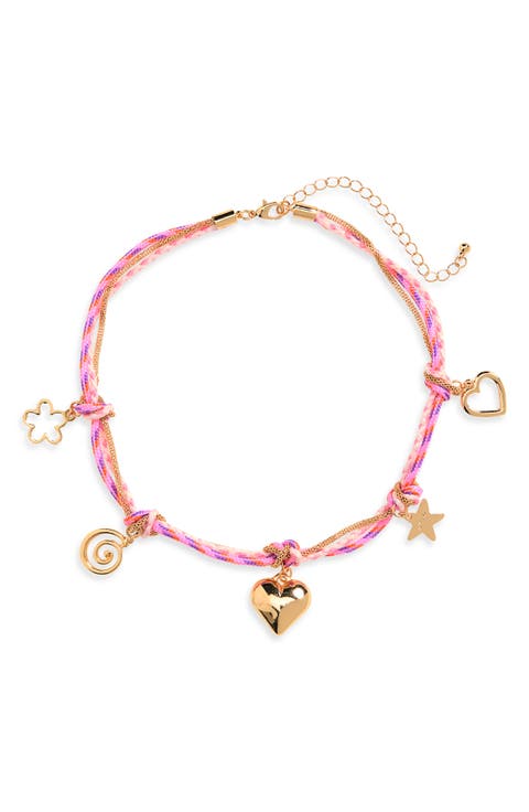 Braided Cord Charm Necklace