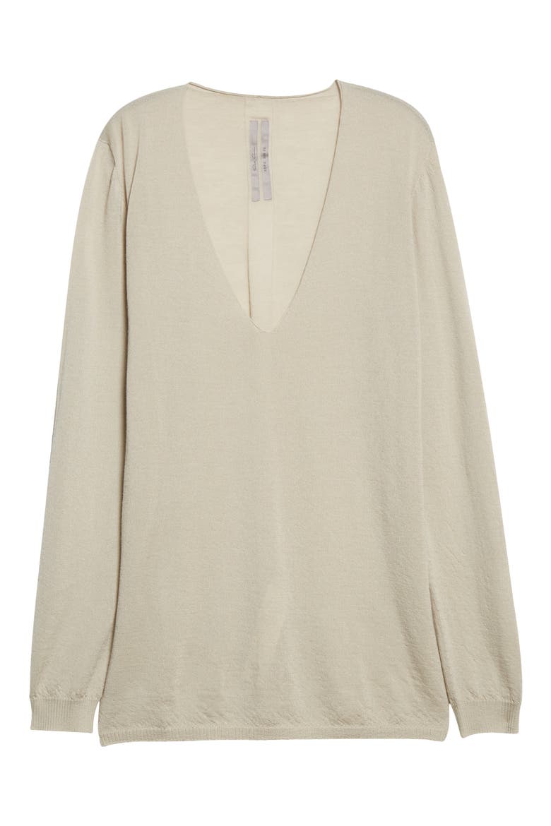 Oversize Deep V-Neck Cashmere Sweater, Alternate, color, PEARL