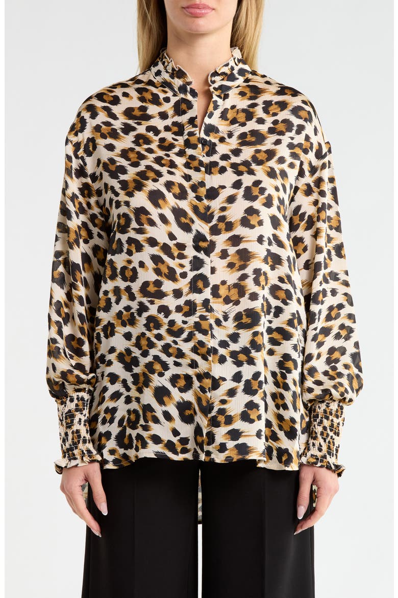 Animal Printed Long Sleeve Top, Main, color, BEIGE