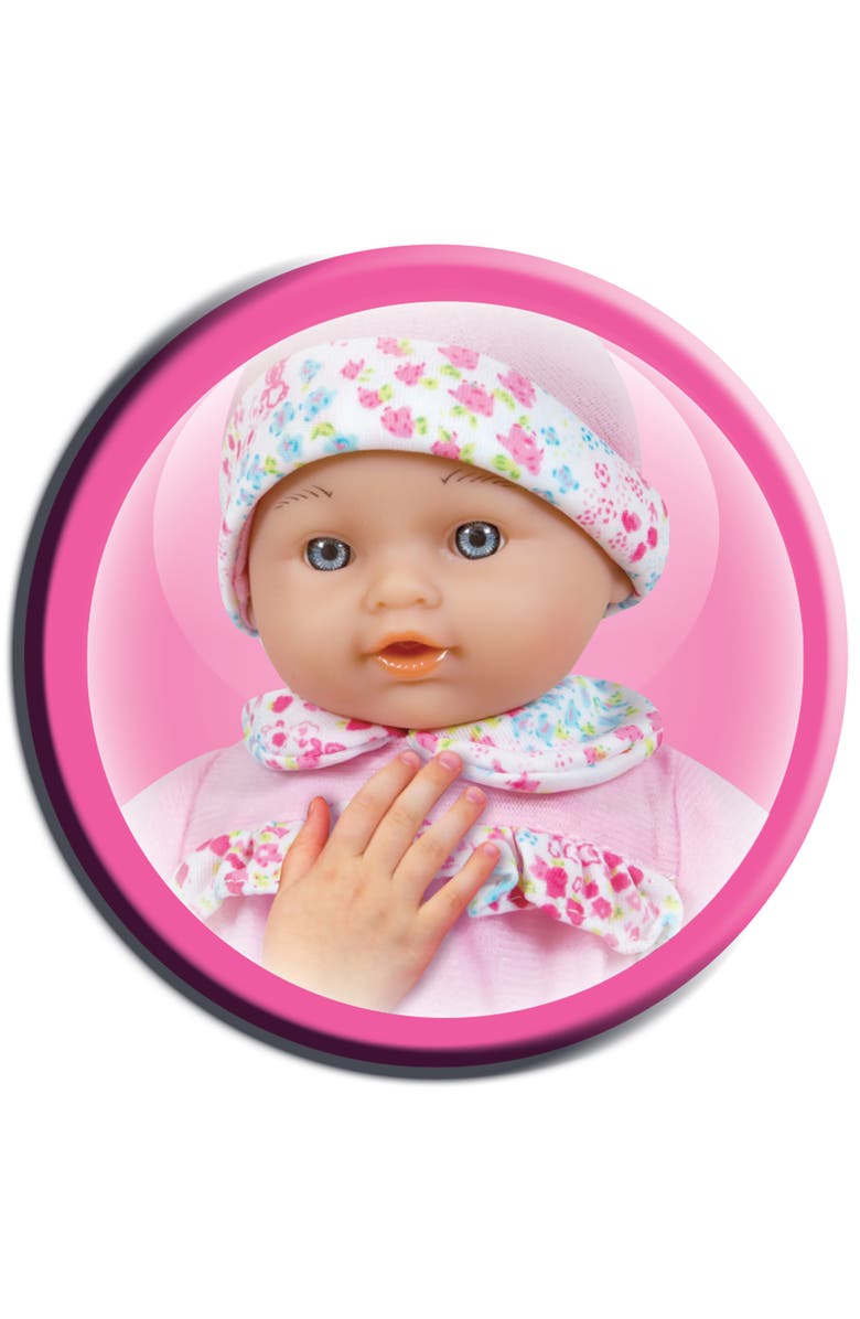 Lissi 11 Inch Talking Baby Doll, Pink & Blue Floral Outfit & Cap, 6 Sounds, Alternate, color, Multicolored