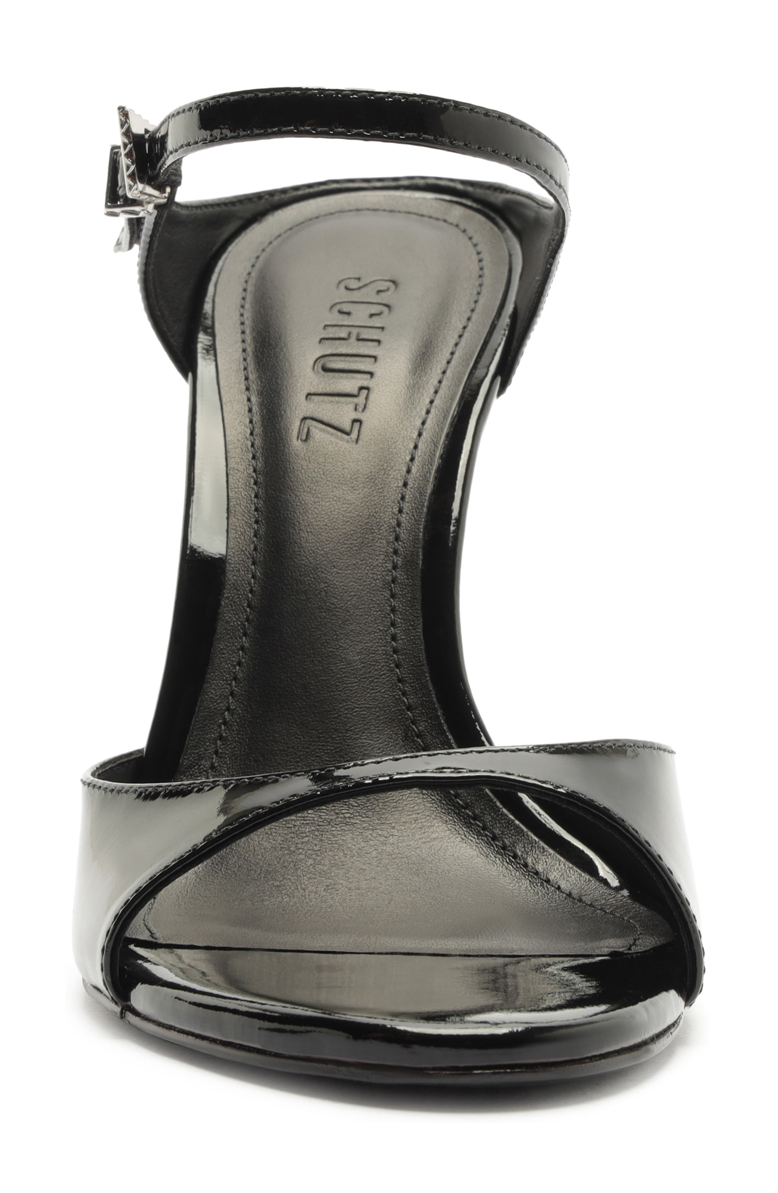 Schutz Lyra Ankle Strap Sandal, Alternate, color, Black