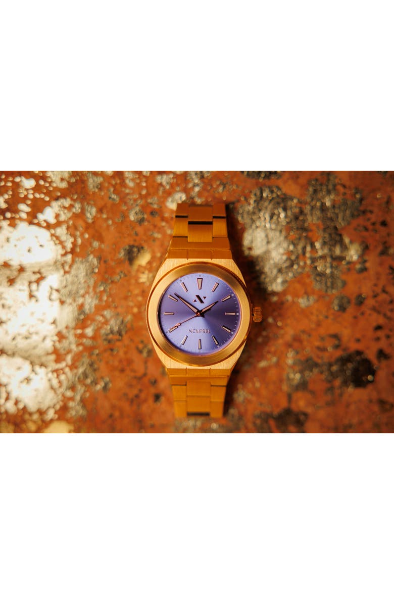 NCMPRBL Elevate Link Peri Swiss Quartz Bracelet Link Watch, 42MM, Alternate, color, Rich Yellow Gold/ Veri Peri