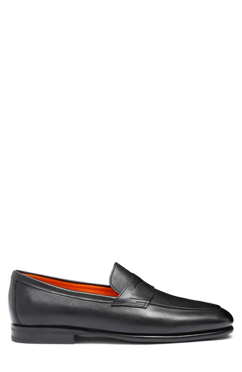 Santoni Carlos Penny Loafers In Black