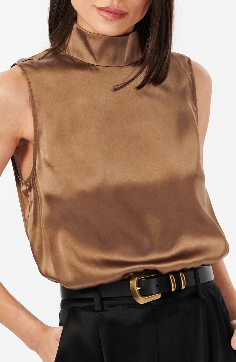 CAMI NYC Delancey Mock Neck Silk Charmeuse Bodysuit, Alternate, color,